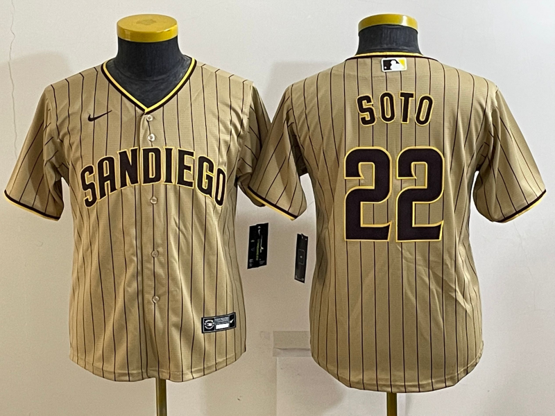 Women's San Diego Padres #22 Juan Soto Brown Cool Base Stitched Baseball Jersey(Run Small)